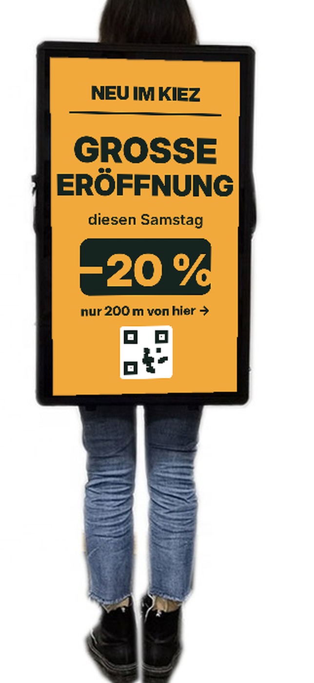 Werbebildschirm mit Eröffnungsangebot minus 20 Prozent